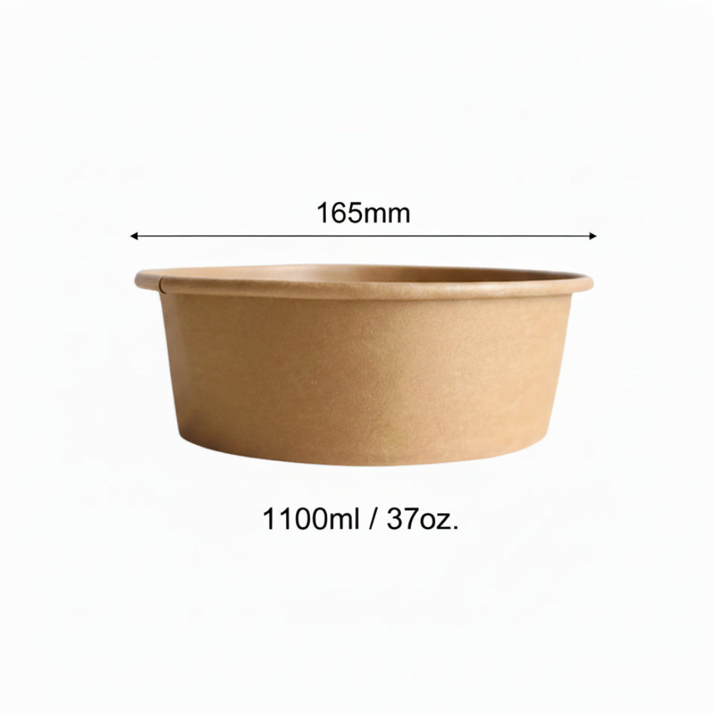 1100ml 165 棕色纸碗 (37 oz.) - 600/箱