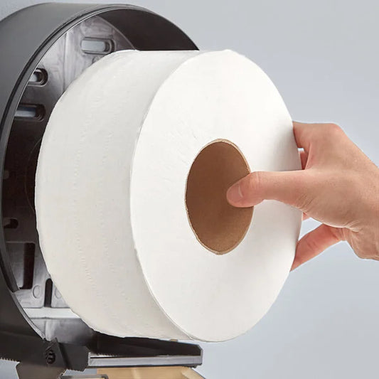 9" White Jumbo Roll Tissue 2-Ply - 12/Case