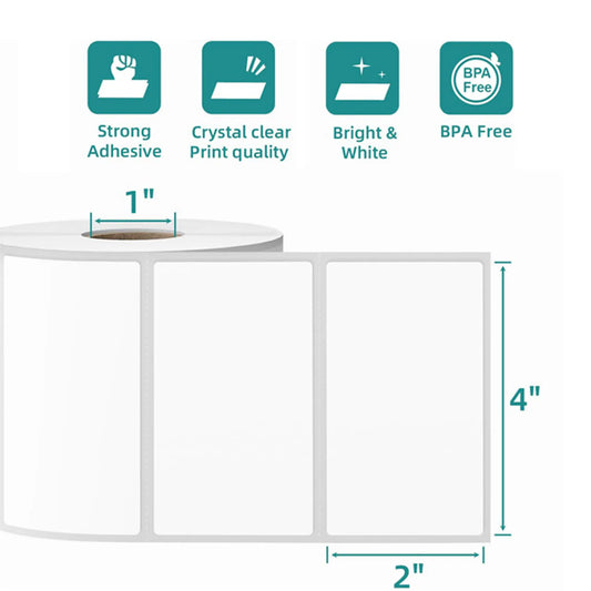 2" x 4" Direct Thermal Roll Labels - 500 Labels/Roll, 30 Rolls/Case