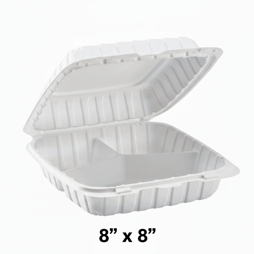 8" 三格塑料环保餐盒 (883) - 150/箱