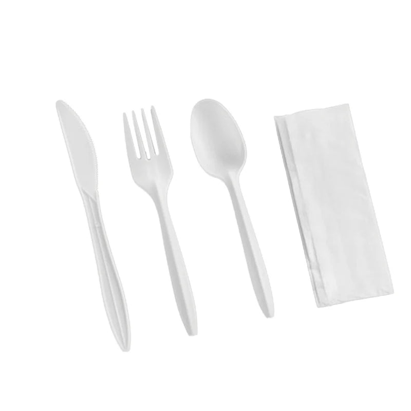 普通餐具四件套 纸巾, 刀, 叉, 汤勺 - 350套