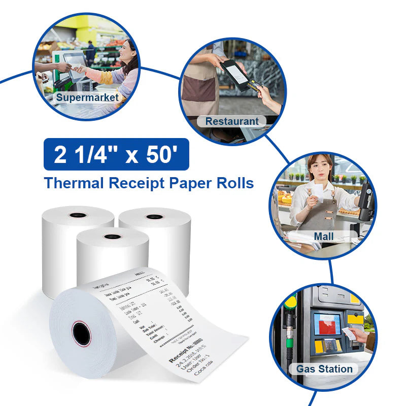 2 1/4" x 50' BPA Free Thermal Paper - 50 Rolls/Case