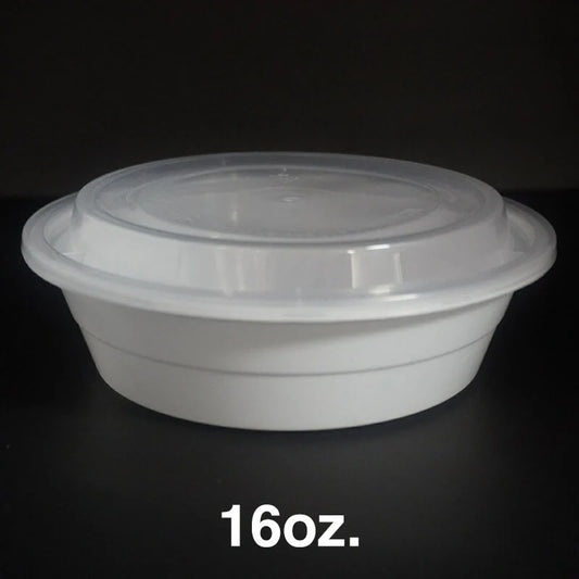 16 oz. Round Plastic Containers with Lids (718) - 150 Set