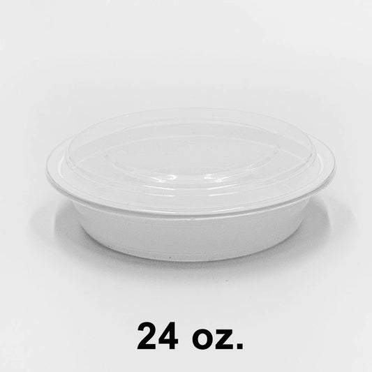24 oz. Round Plastic Containers with Lids (723) - 150 Set