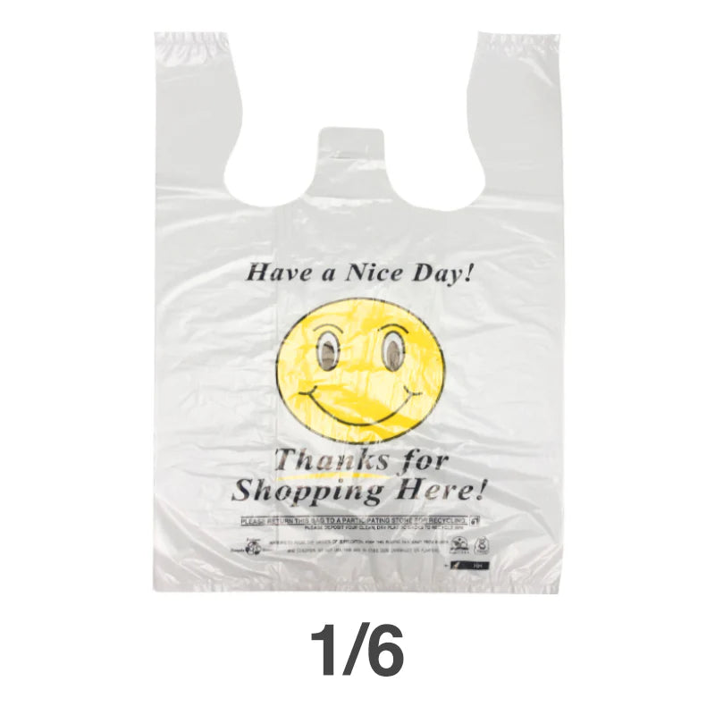 1/6 Clear Happy Face Plastic Shopping Bag - 160