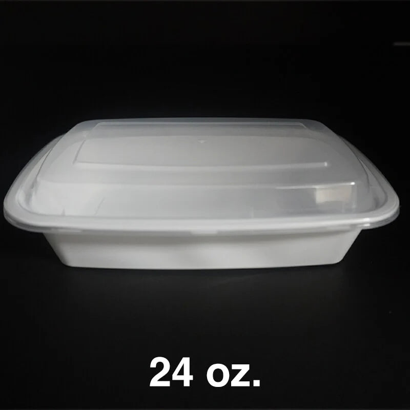 24 oz. 长方形塑料餐盒 带盖 - 150套