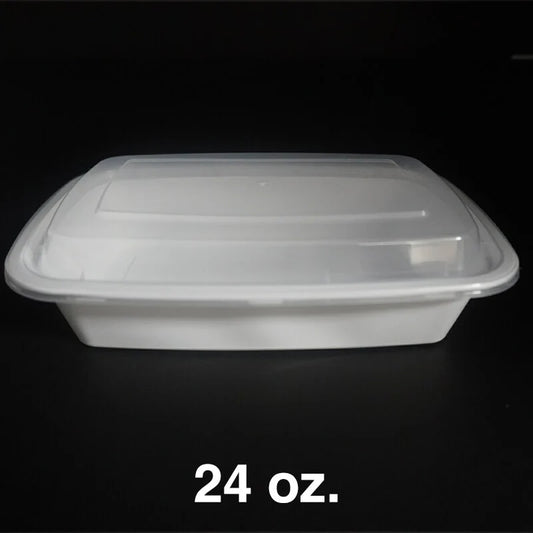24 oz. Rectangular Plastic Container with Lids - 150 Set
