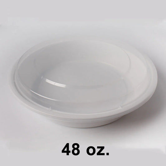 48 oz. Round Plastic Containers with Lids (948) - 150 Set