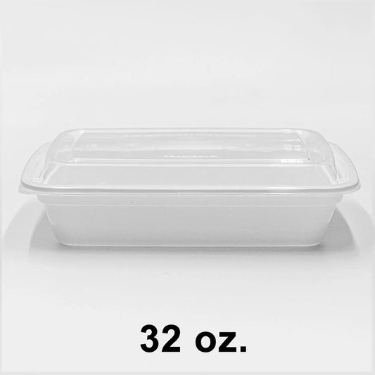 30 oz. Rectangular Plastic Container with Lids - 150 Set