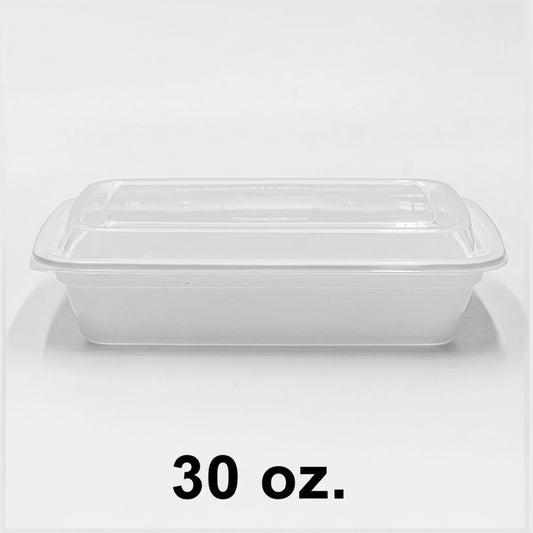 30 oz. Rectangular Plastic Container with Lids - 150 Set
