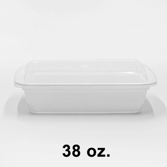 38 oz. Rectangular Plastic Container with Lids - 150 Set