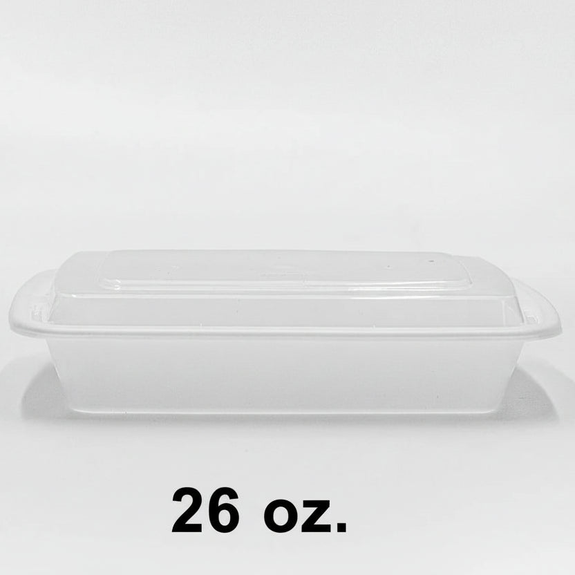 26 oz. 长方形塑料餐盒 带盖 - 150套