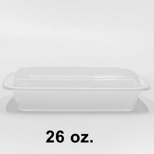 26 oz. Rectangular Plastic Container with Lids - 150 Set