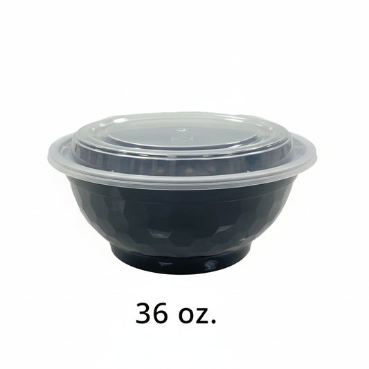 36 oz. Round Plastic Bowl with Lids - 150 Set