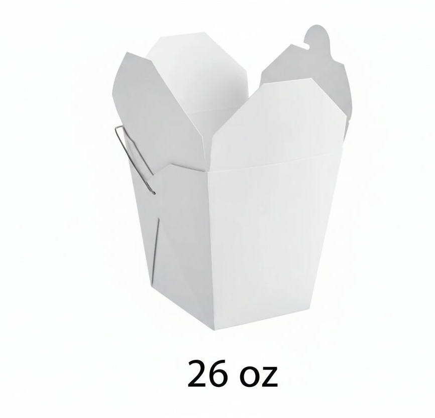 26 oz. 白色带提手纸饭盒 - 500/箱