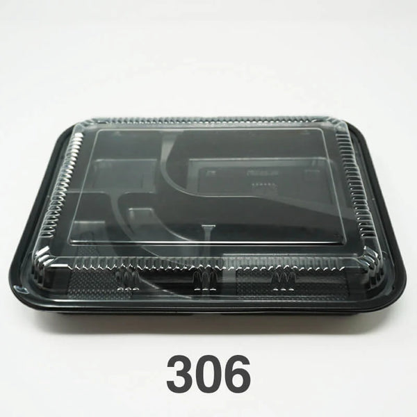 306 Black Plastic Bento Box - 200 Set