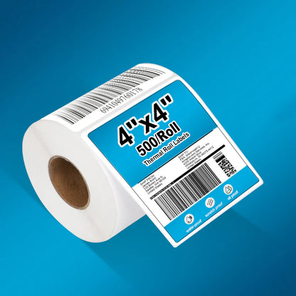 4" x 4" Direct Thermal Roll Labels - 500 Labels/Roll, 18 Rolls/Case