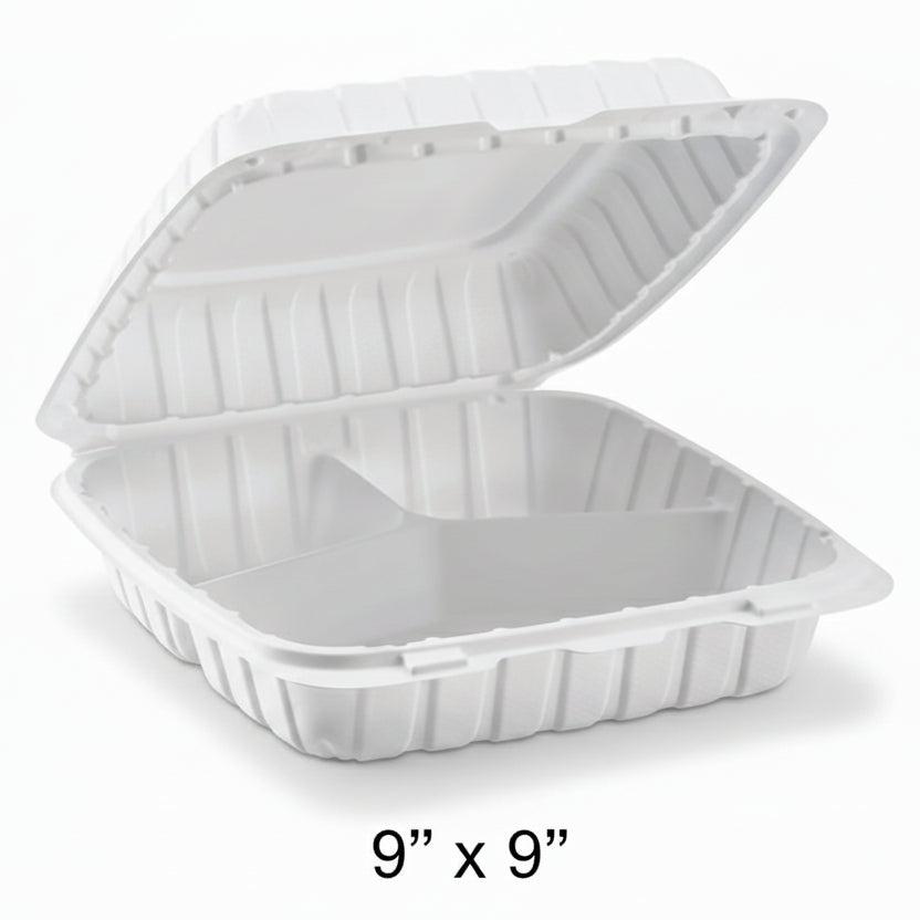 9" 三格塑料环保餐盒 (993) - 150/箱