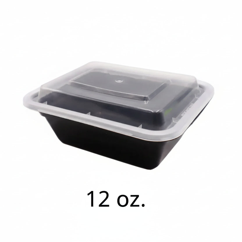 12 oz. 长方形塑料餐盒 带盖 - 150套