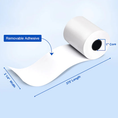 2 1/4“ x 375' Sticky Linerless Thermal Label Rolls (30 Rolls) - Full Coverage Adhesive