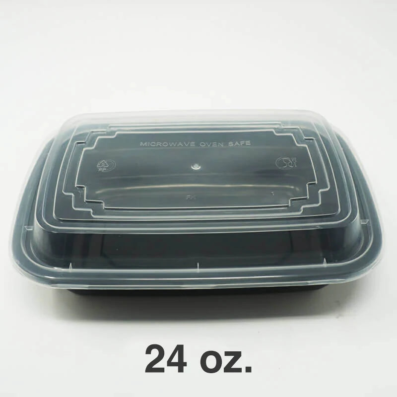 24 oz. Rectangular Plastic Container with Lids - 150 Set