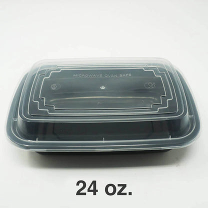 24 oz. 长方形塑料餐盒 带盖 - 150套