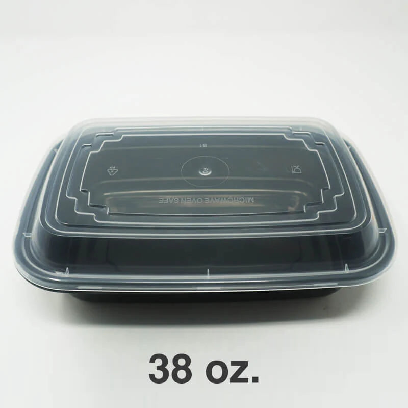 38 oz. 长方形塑料餐盒 带盖 - 150套