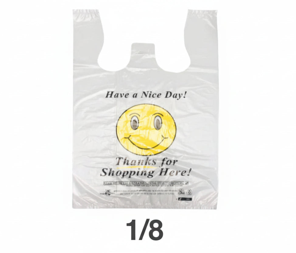 1/8 Clear Happy Face Plastic Shopping Bag - 240