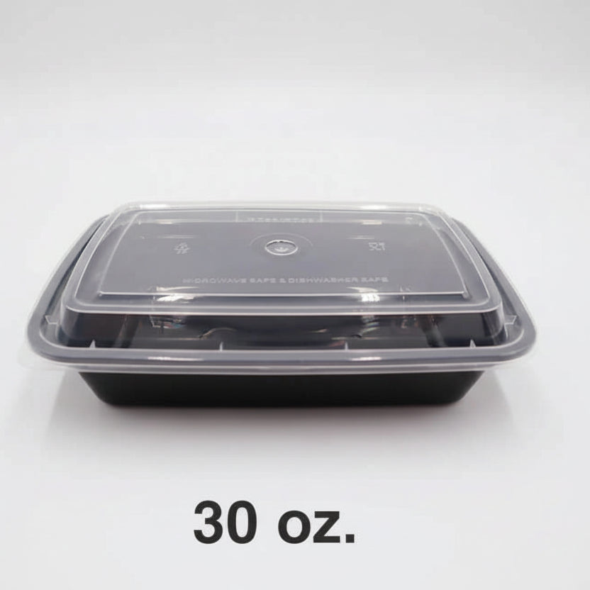 30 oz. 长方形塑料餐盒 带盖 - 150套