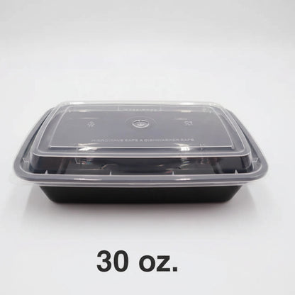 30 oz. 长方形塑料餐盒 带盖 - 150套