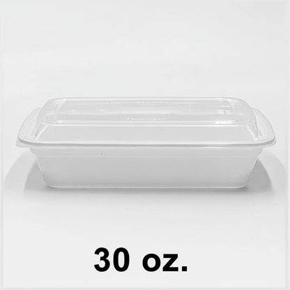 30 oz. 长方形塑料餐盒 带盖 - 150套
