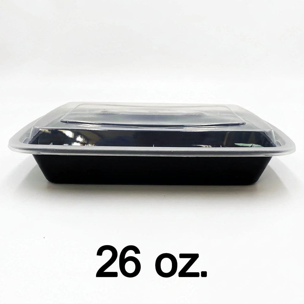 26 oz. 长方形塑料餐盒 带盖 - 150套