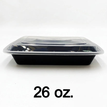 26 oz. 长方形塑料餐盒 带盖 - 150套
