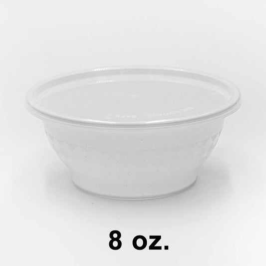 8 oz. White Round Plastic Bowl with Lids - 500 Set