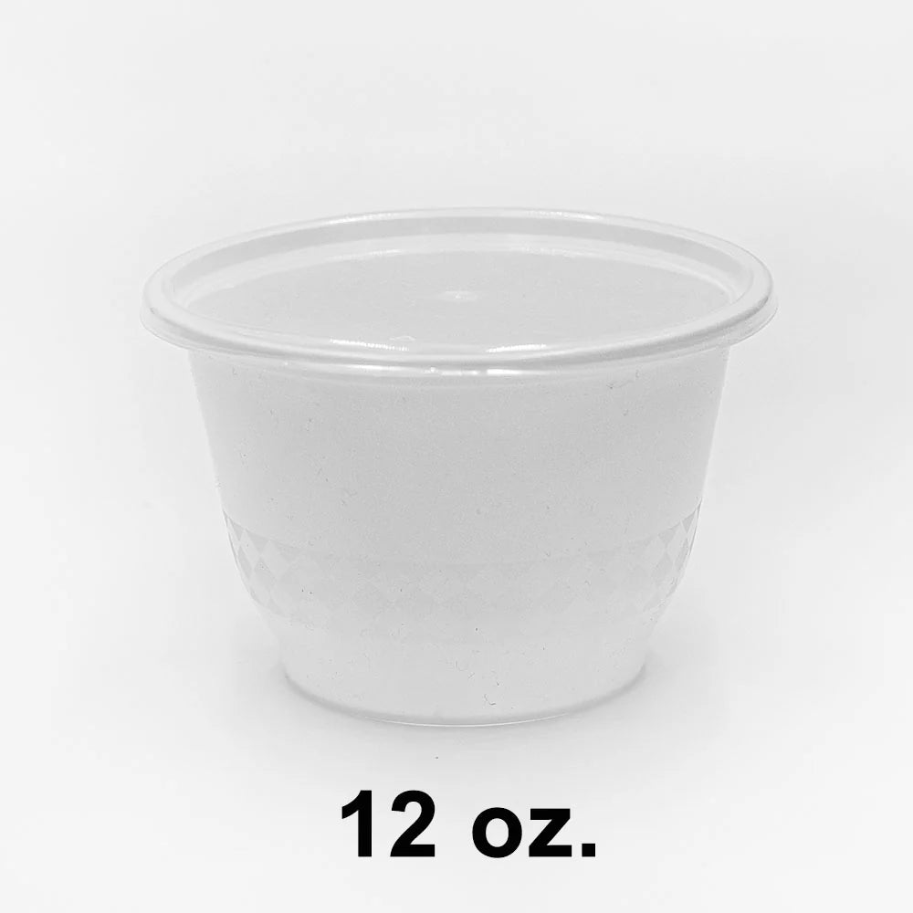 12 oz. White Round Plastic Bowl with Lids - 500 Set