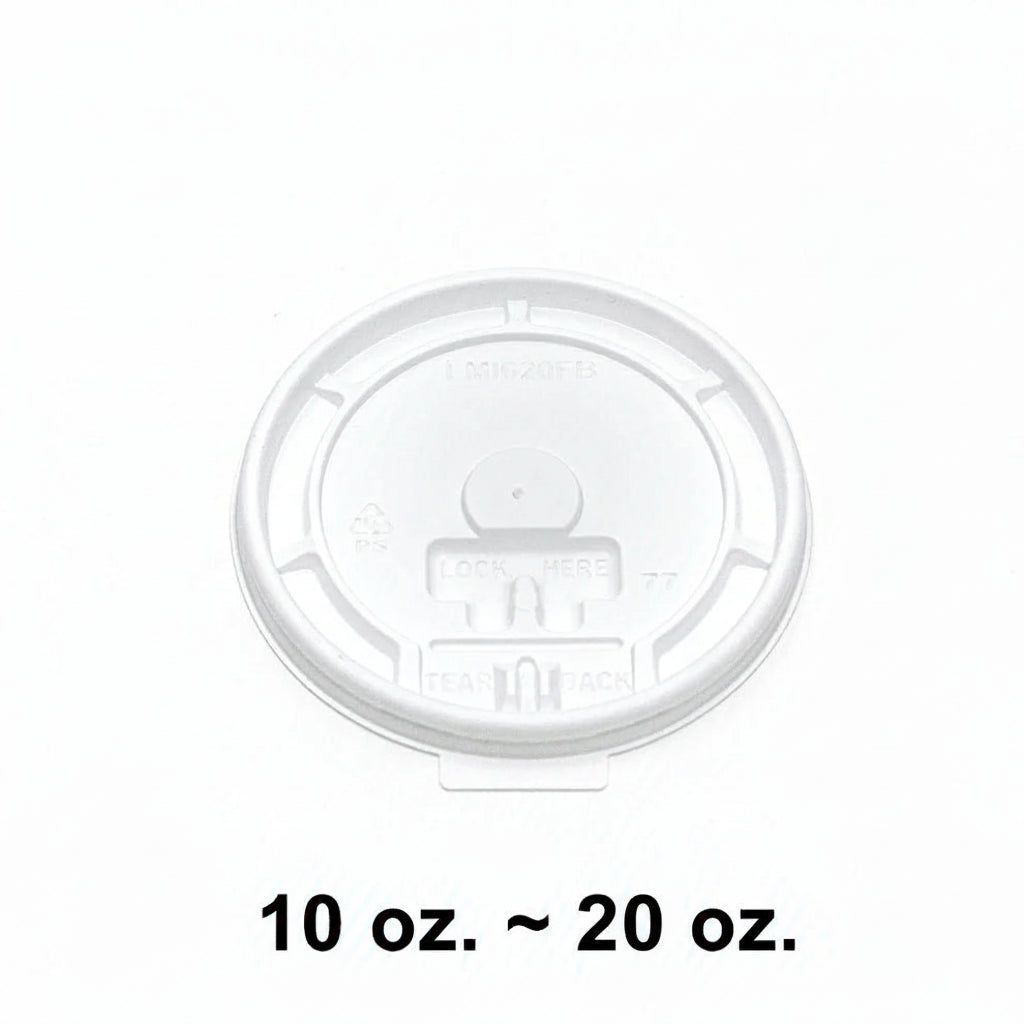 10-20 oz. 白色塑料可掀平盖 - 1000/箱