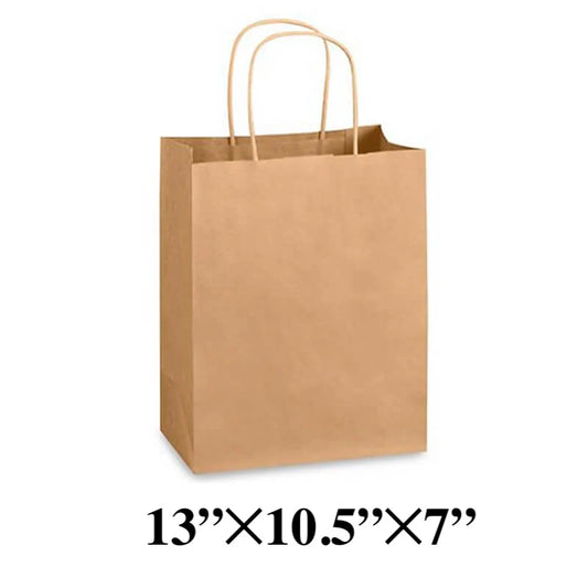 HD Medium Kraft Paper Bag with Handles - 250/Case